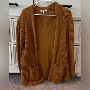 Madewell knit open cardigan long XXS mustard yellow